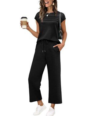 Women's Green 2 Piece Set Outfit Summer Lounge Sets Travel Airport Matching Set